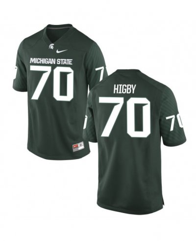 Men's Michigan State Spartans NCAA #70 Tyler Higby Green Authentic Nike Stitched College Football Jersey OX32V83CP